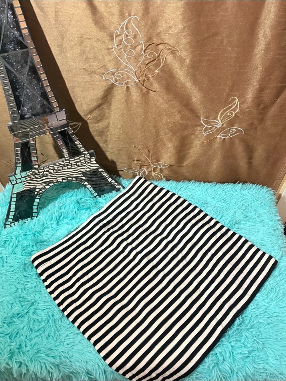 Fossil Vintage Black & White Stretch Mini Skirt Size Medium
